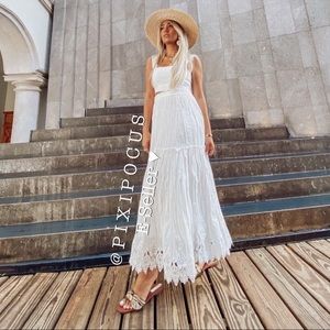 ZARA EMBROIDERED VOLUMINOUS MIDI SKIRT WHITE